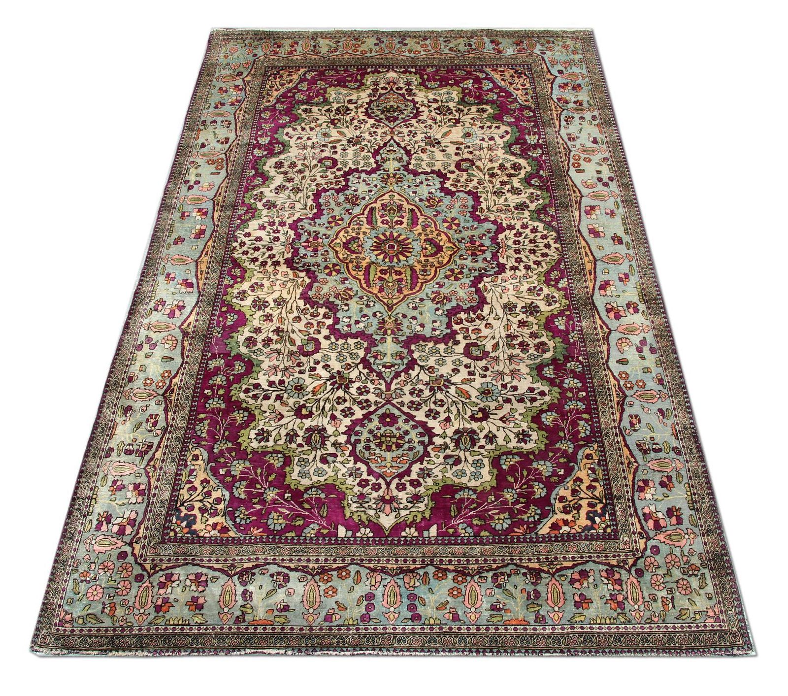 Antique Silk Rug Handwoven Mohtasham Living Room Carpet photo vinterior