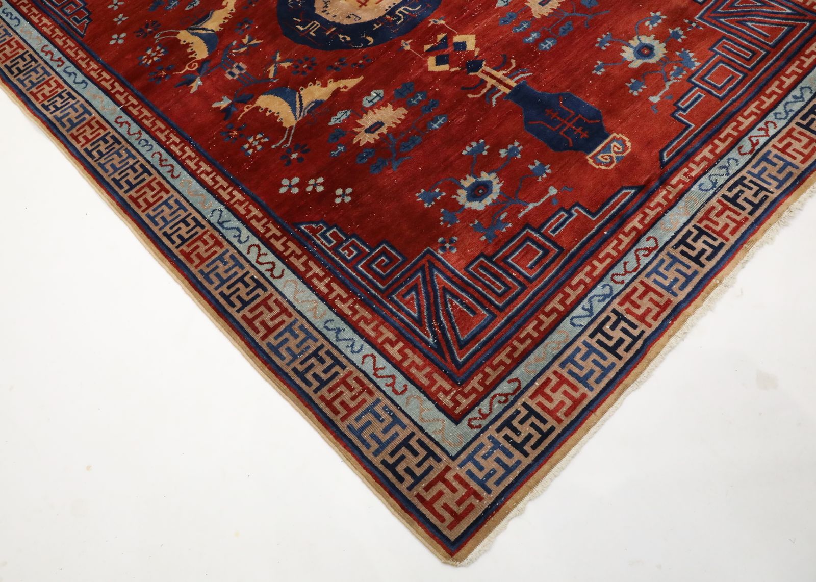 Antique Handmade Chinese Khotan Rug/Carpet Geometric Deco Design Knotted photo buy