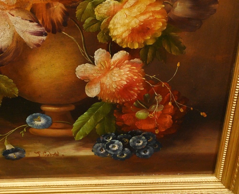 Georgian Floral Oil Painting Still Life Gilt Frame photo Art