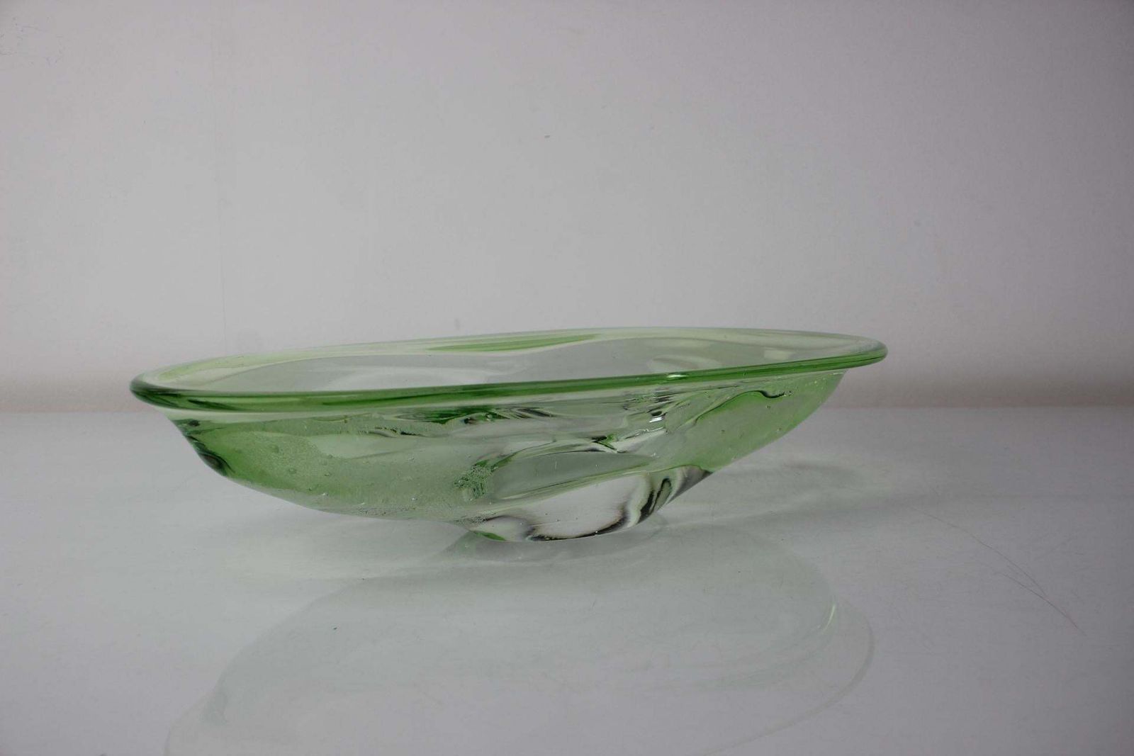 Mid Century Art Glass Bowl By Zelezno Borske Sklo, 1960's photo vintage