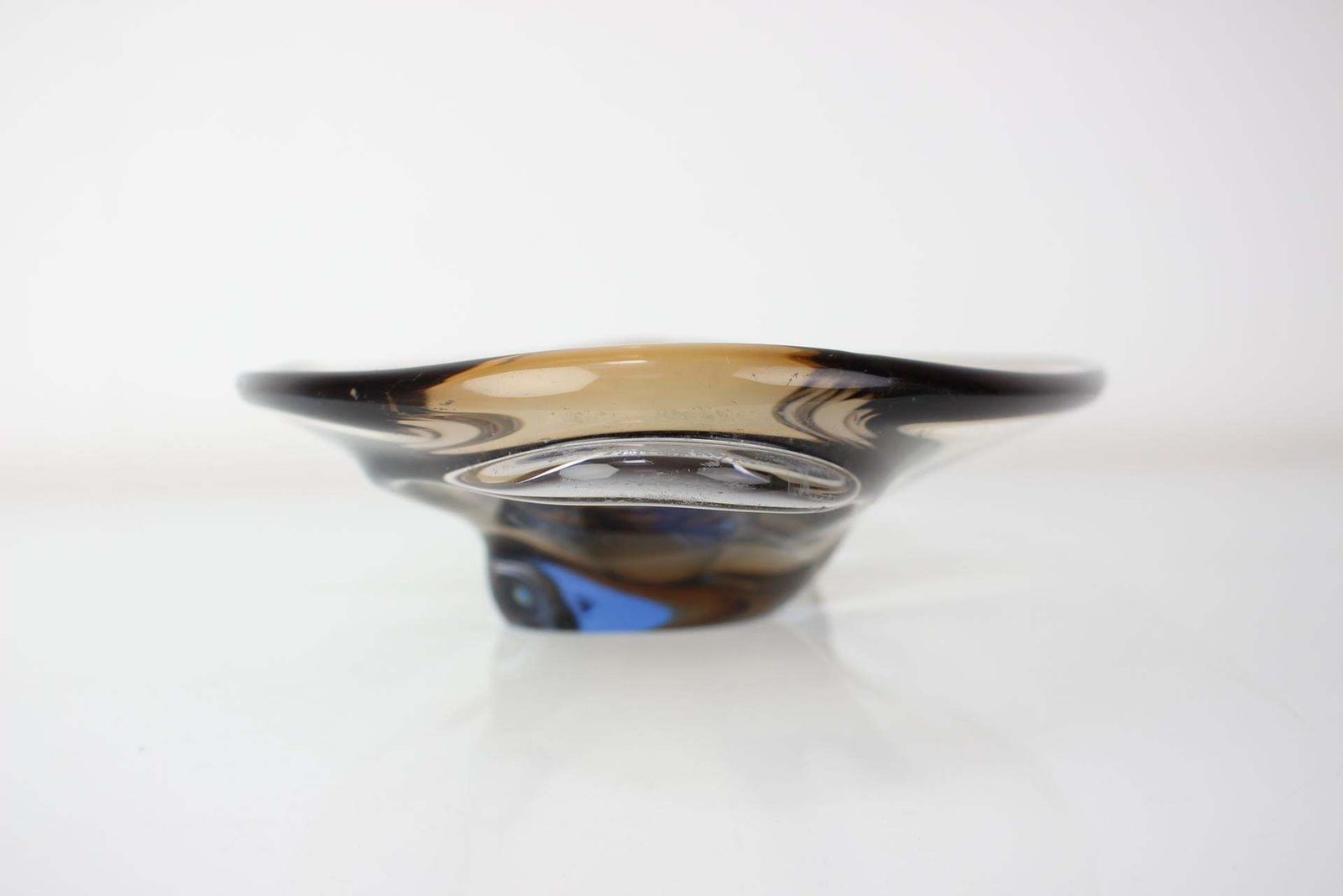 Mid Century Art Glass Bowl By Zelezno Borske Sklo, 1960's photo for sale