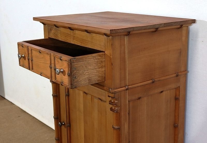 photo vinterior Small Cabinet In Solid Cherry, Bamboo Style, Art Nouveau, Period 1900