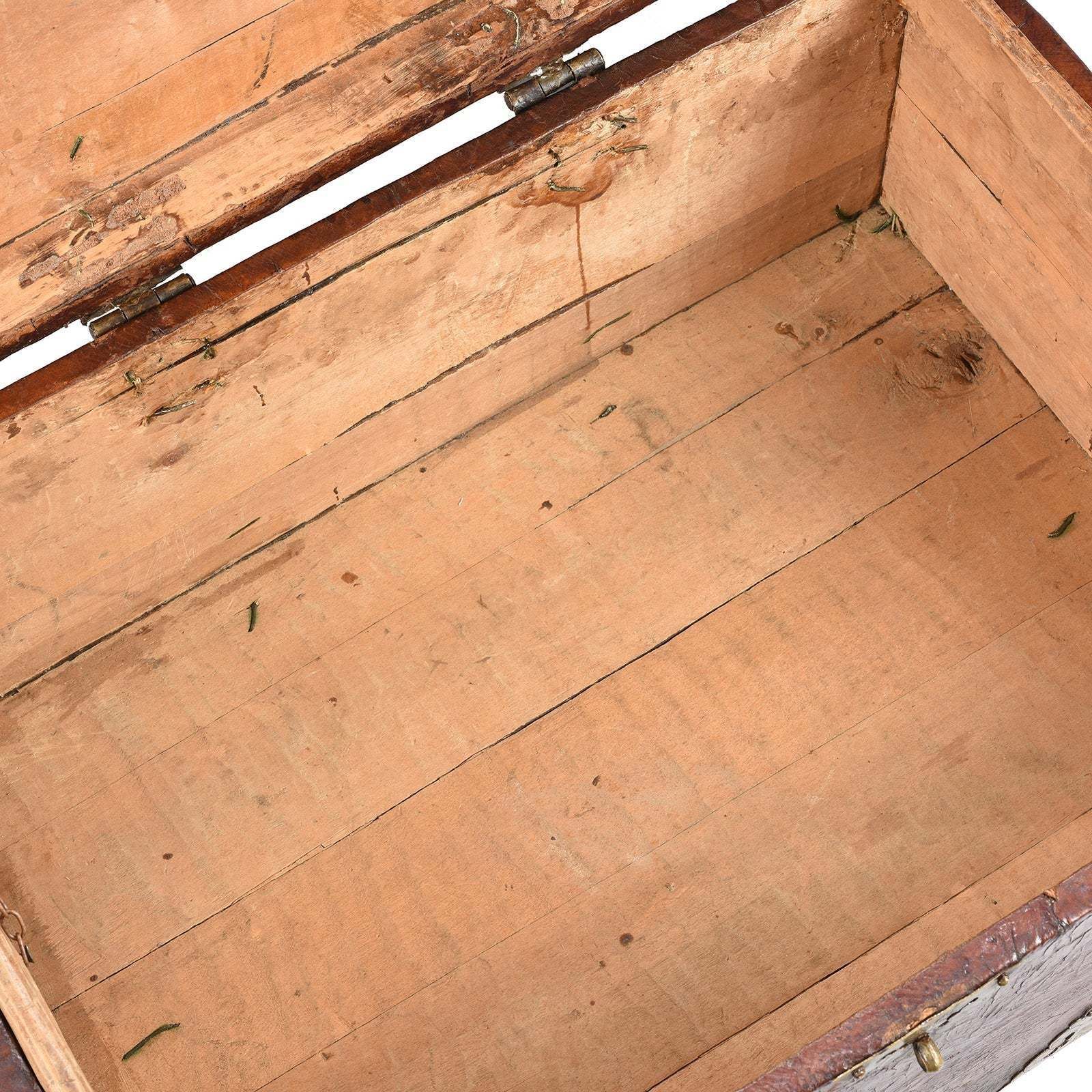 Tibetan Brass Bound Leather Trunk   19thc photo vinterior