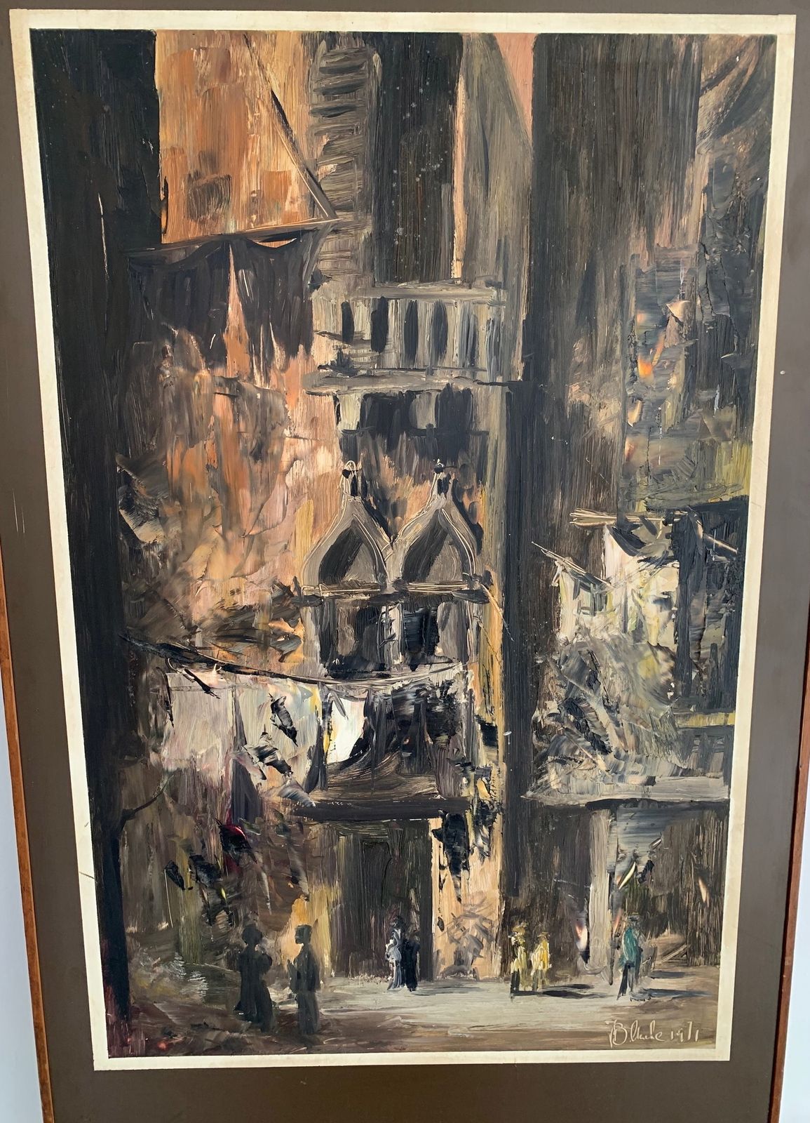 Interesting Midcentury Oil On Board Painting With Influences Of John Piper And Frank Auerbach, Signed Clarke '71 photo Art