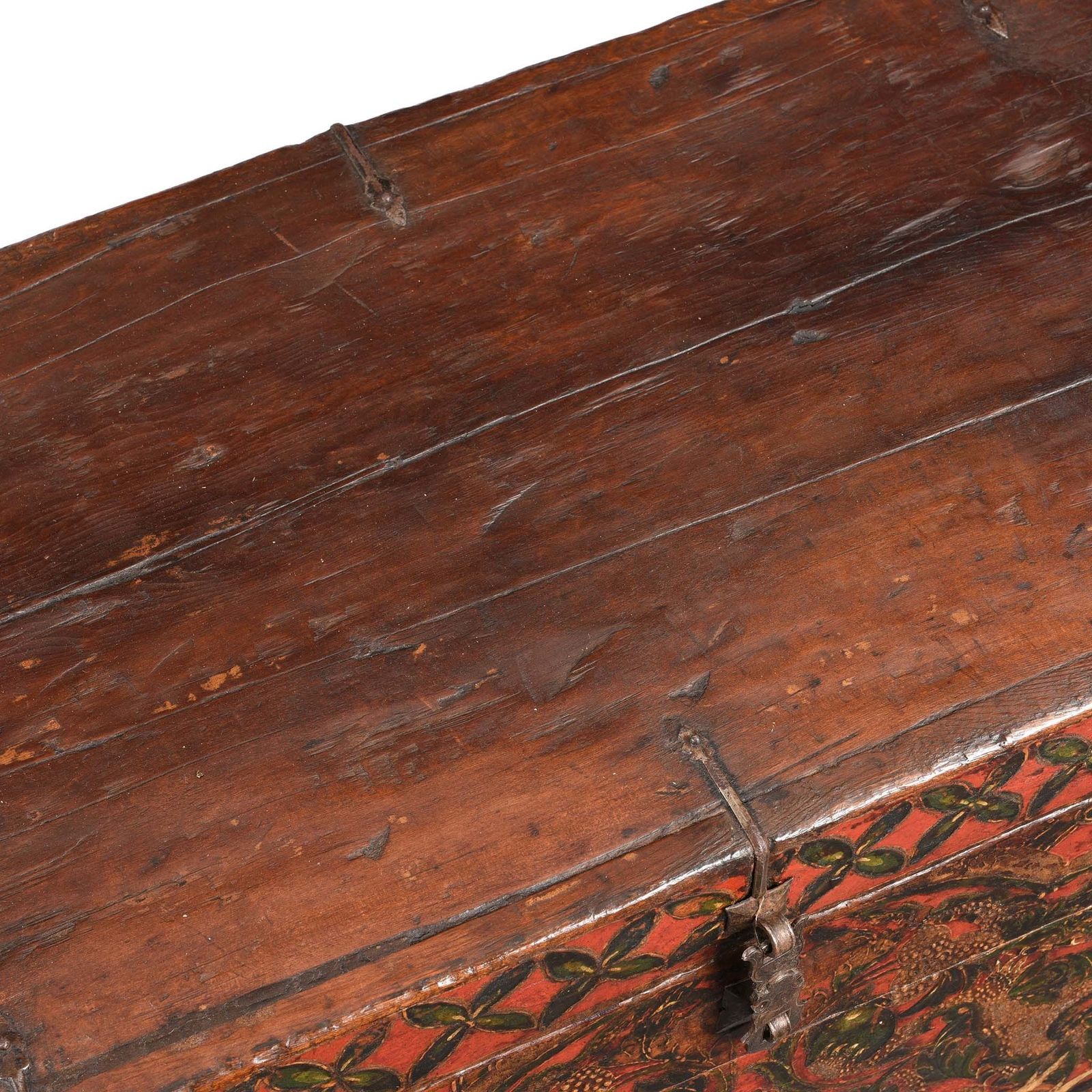 6875.0 Antique Painted Tibetan 'Double Dragon' Storage Chest 17th Century photo