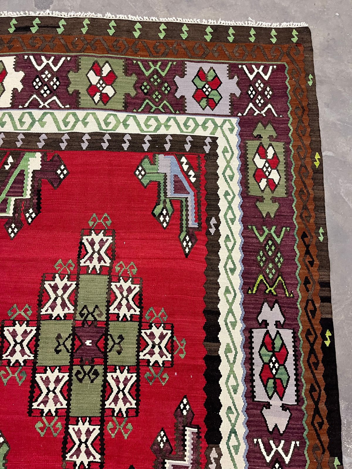 Red Antique Turkish Kilim Rug Handmade Flatwoven Oriental Area Rug photo vinterior