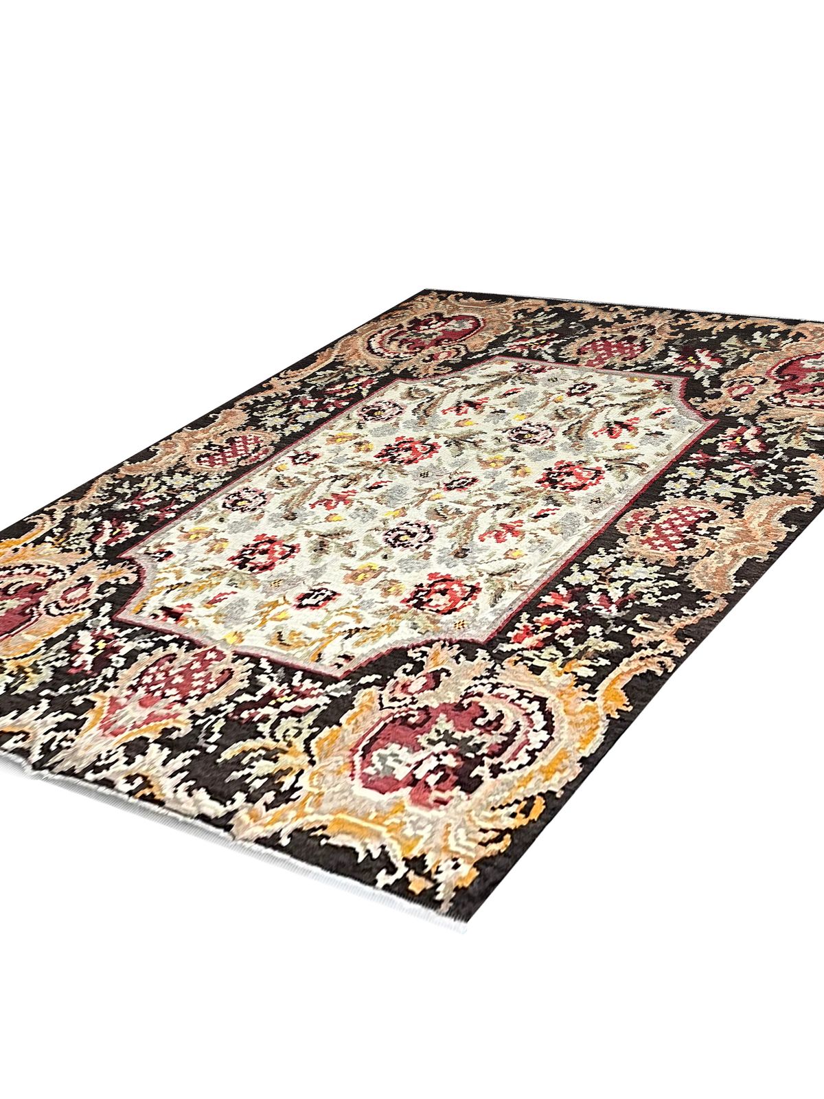 Antique Moldovian Kilim Rug Handmade Flatwoven Floral Area Rug photo for sale