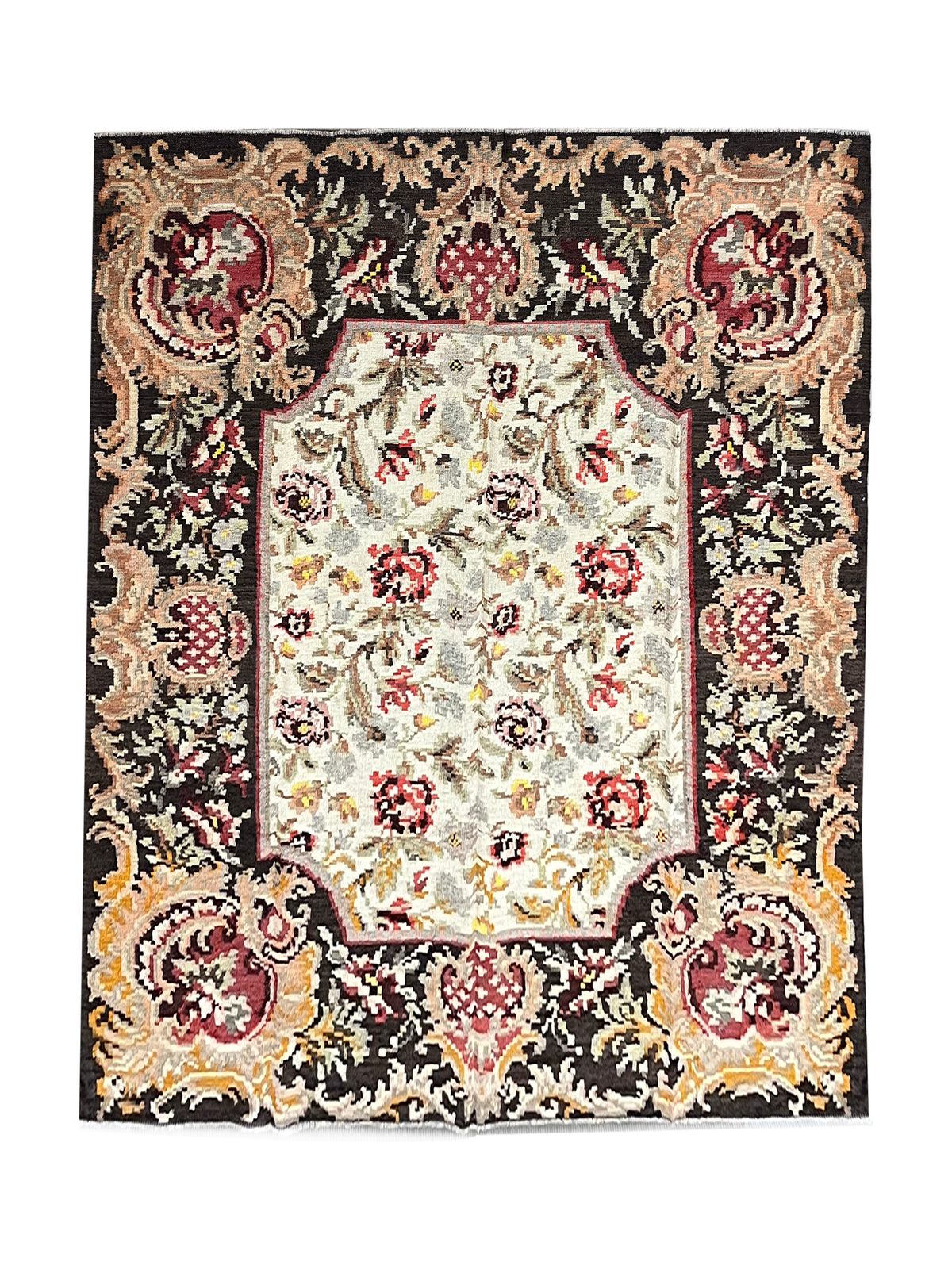 Antique Moldovian Kilim Rug Handmade Flatwoven Floral Area Rug photo 4320.0