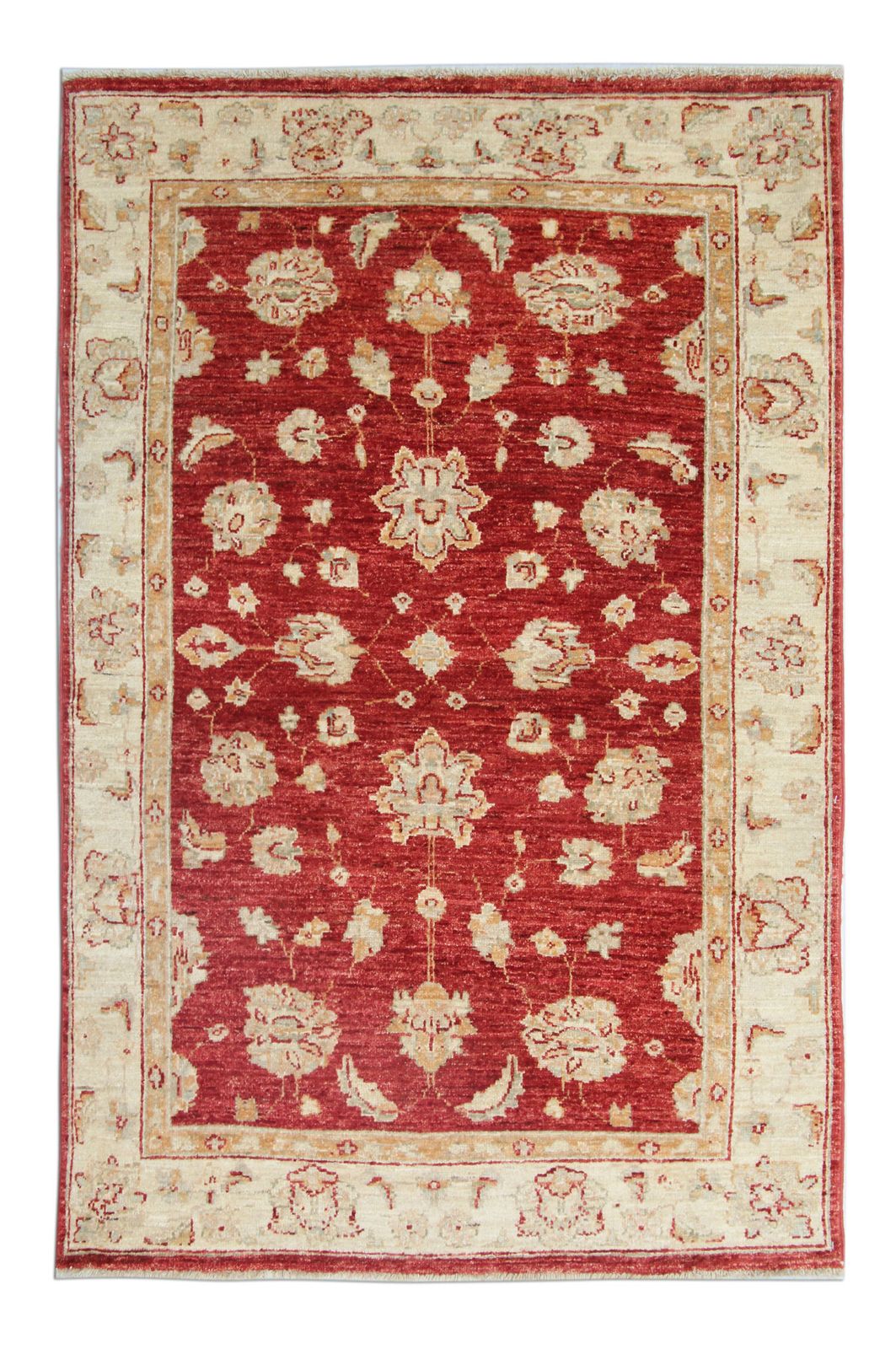 photo furniture Oriental Wool Ziegler Carpet Handwoven Deep Red Area Rug