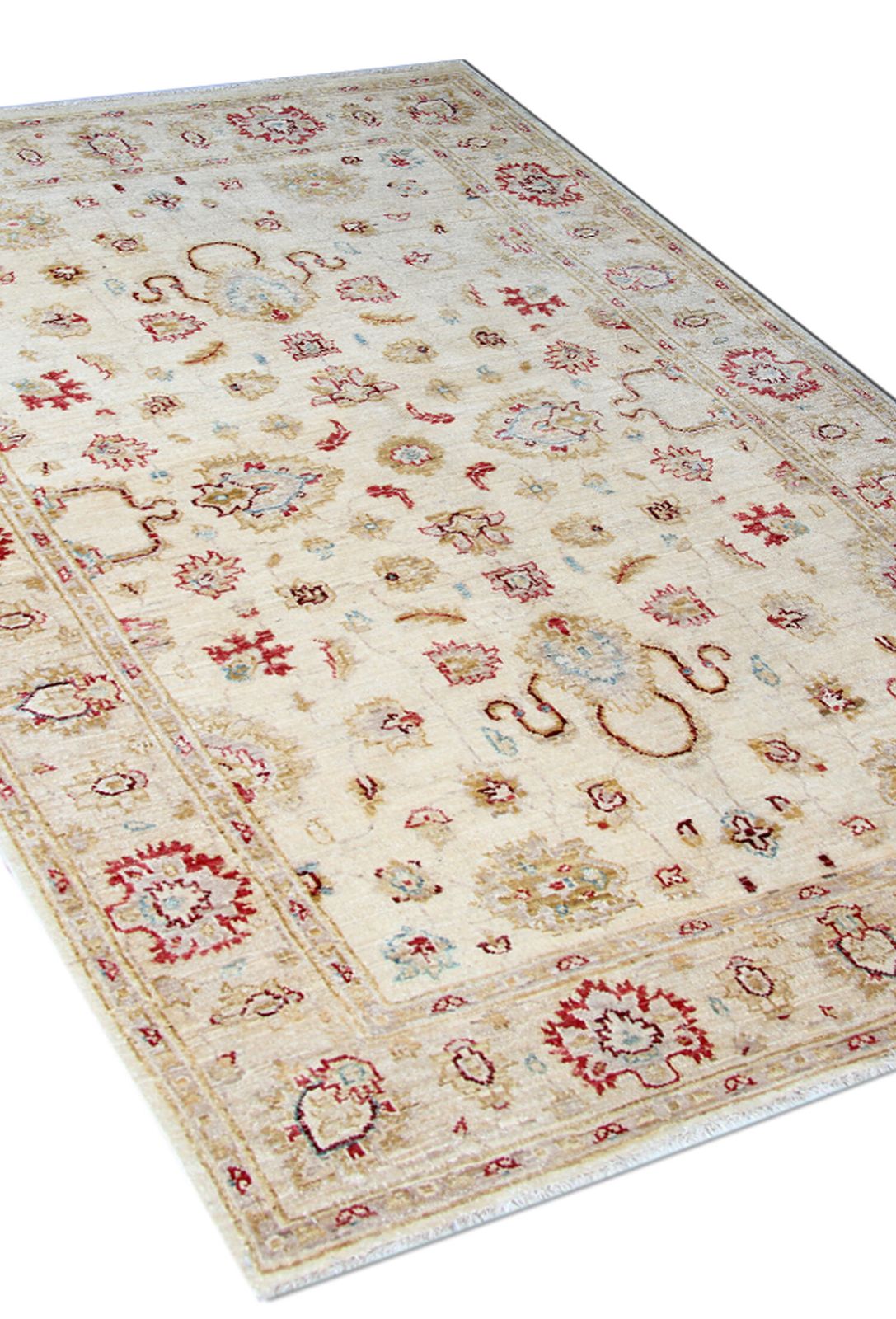 Handmade Cream Wool Ziegler Carpet Traditional Floral Area Rug photo furniture