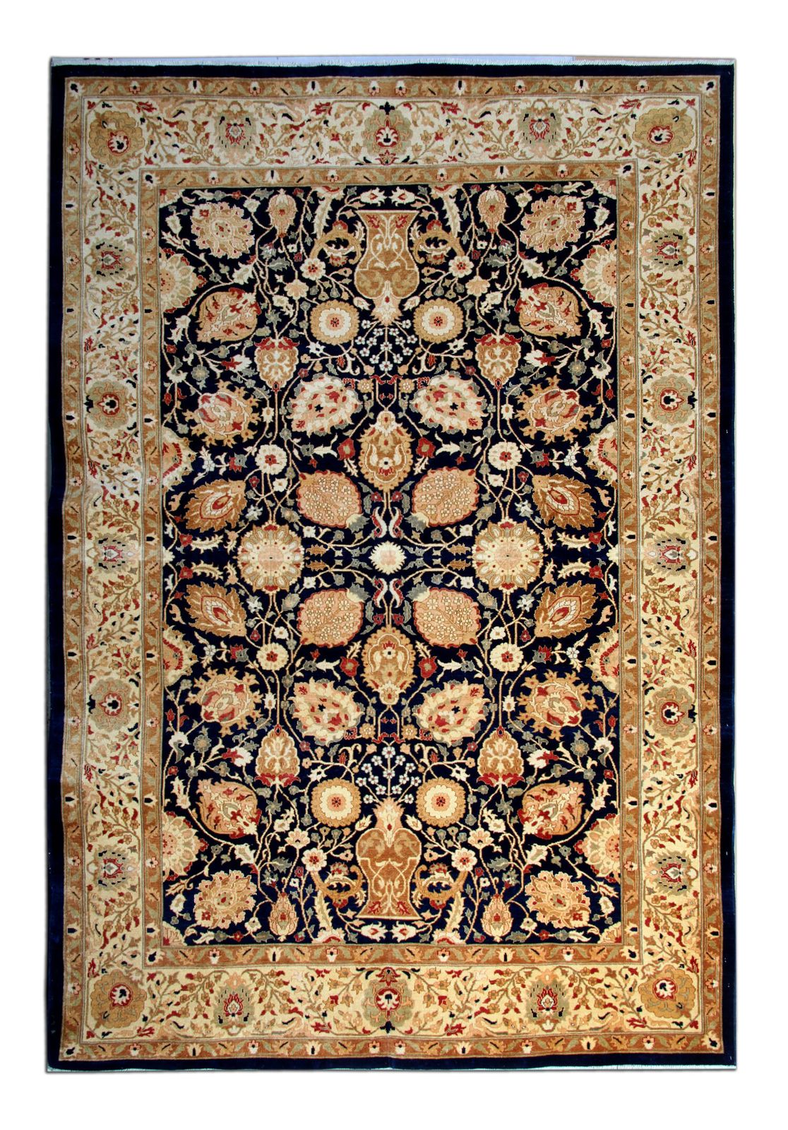photo furniture Large Ziegler Carpet Handwoven Deep Blue Wool Area Rug