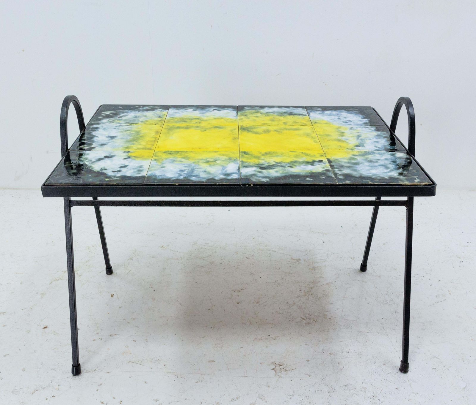 French Iron And Ceramic Coffee Table Or Serving Table, Circa 1960 photo furniture