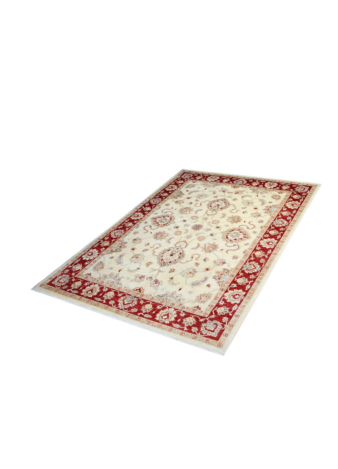photo furniture Red Cream Wool Ziegler Rug Handwoven Floral Carpet