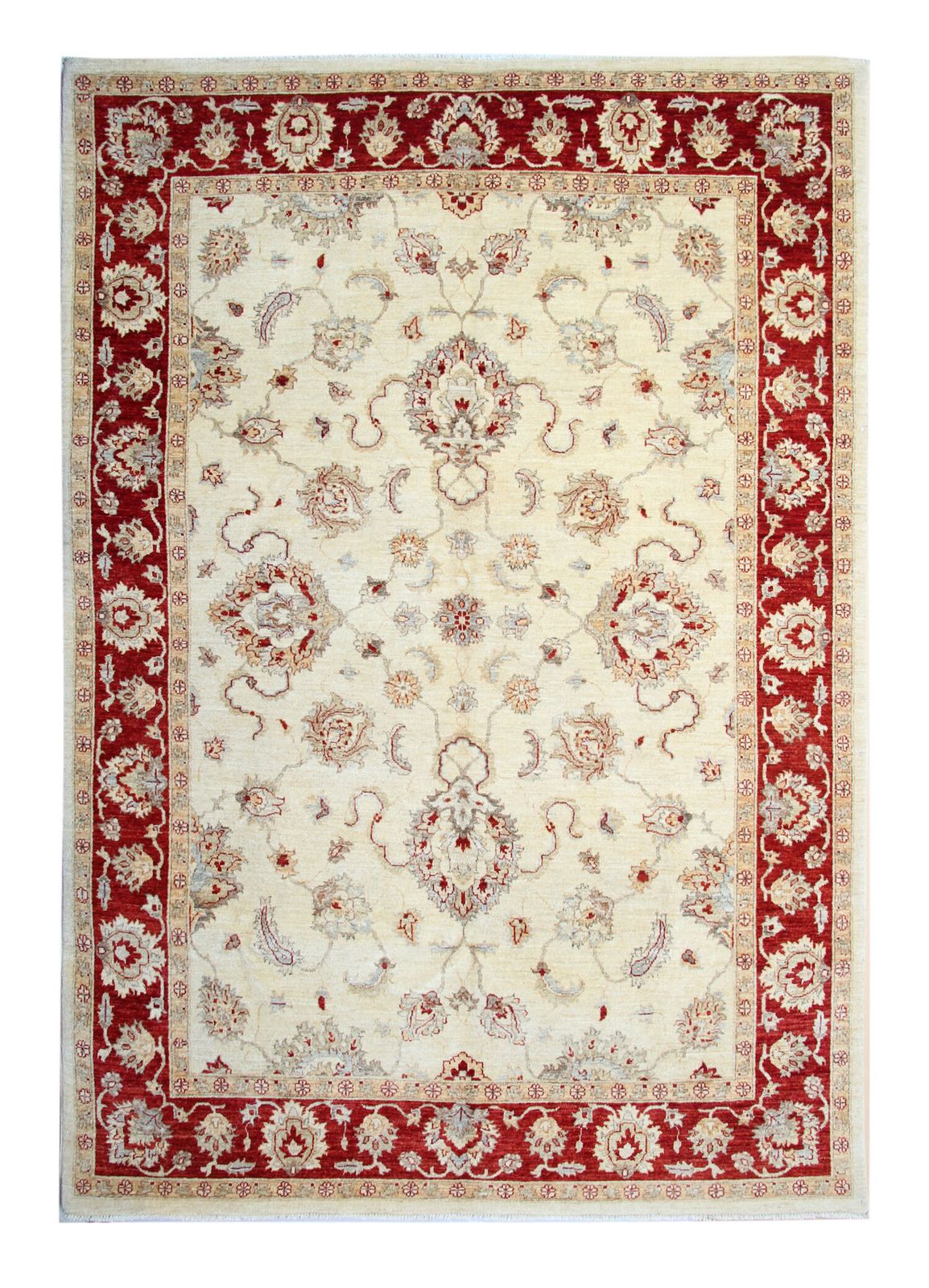 photo for sale Red Cream Wool Ziegler Rug Handwoven Floral Carpet