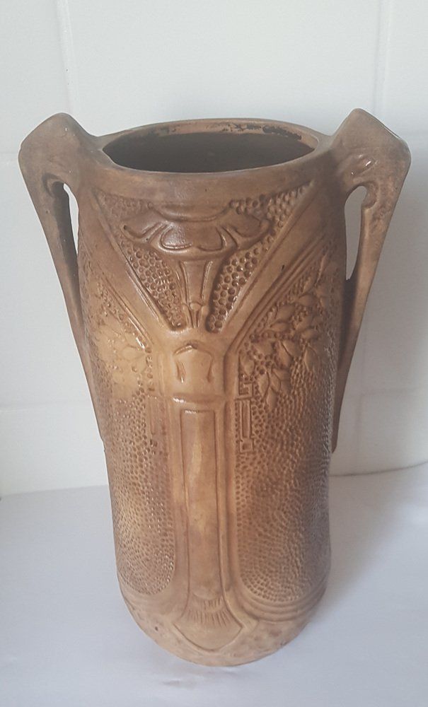 Unglazed Art Nouveau Ceramic Vase photo furniture