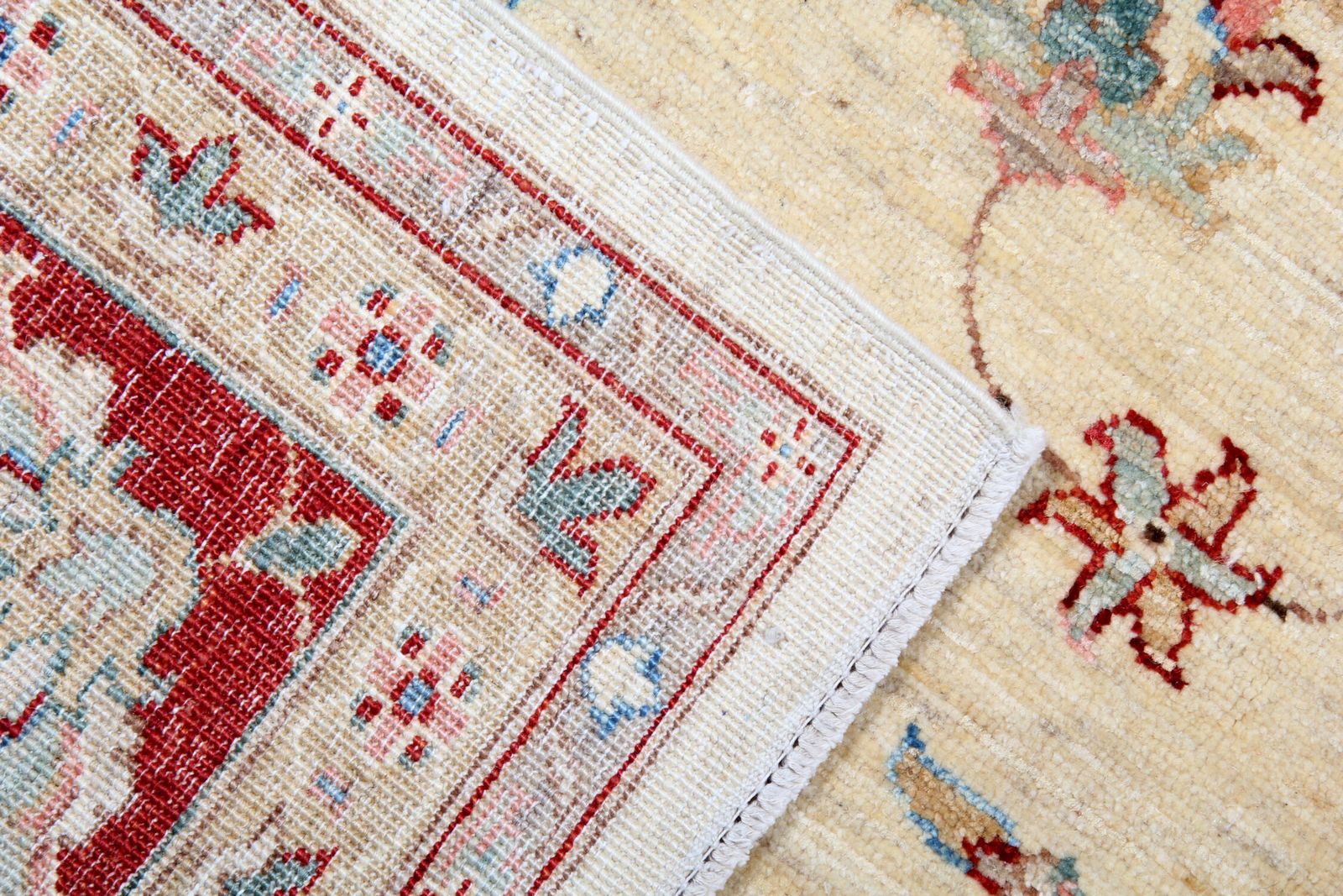 Fine Wool Afghan Ziegler Rug Handwoven Cream Floral Rug  255x320cm photo for sale