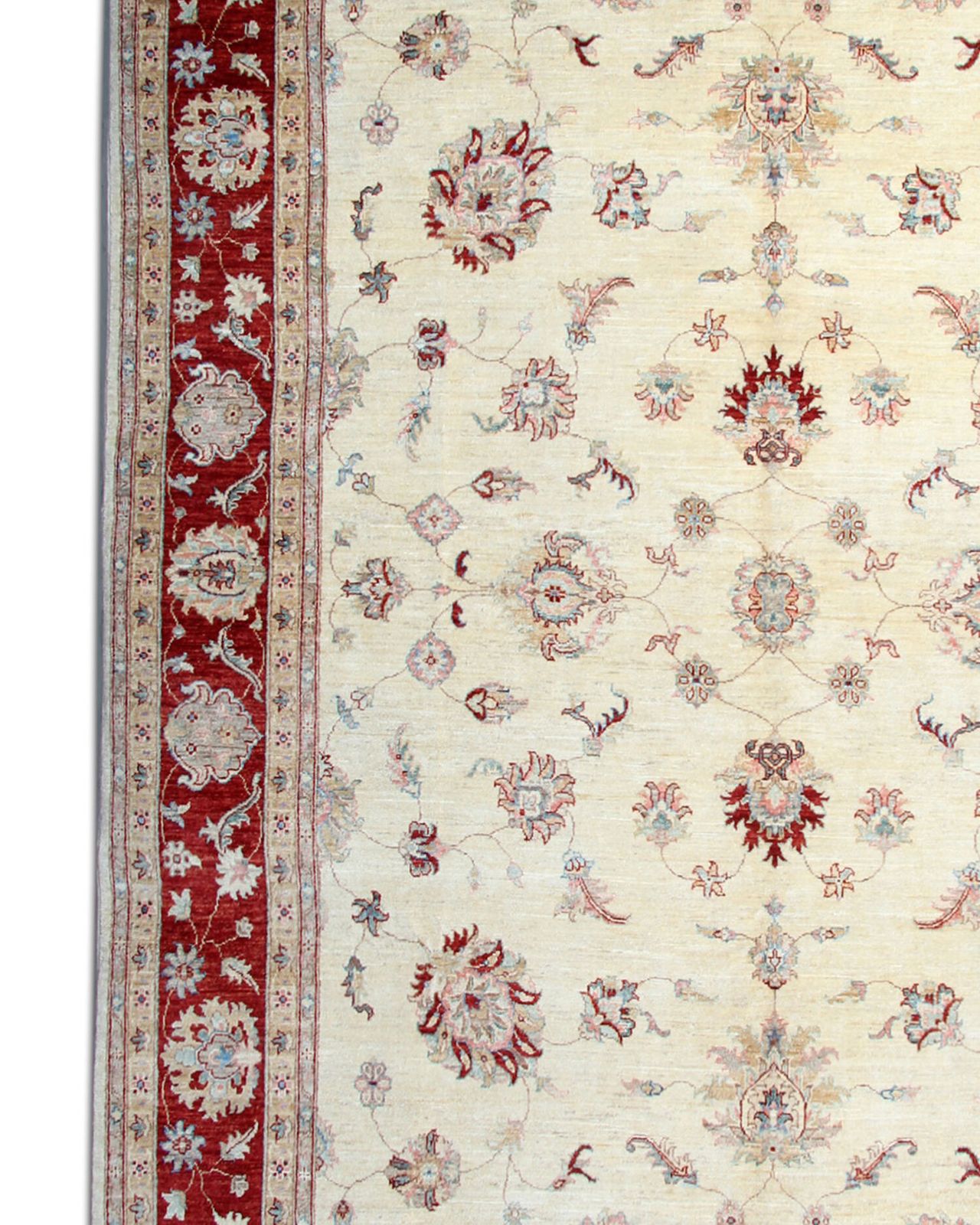 photo furniture Fine Wool Afghan Ziegler Rug Handwoven Cream Floral Rug  255x320cm