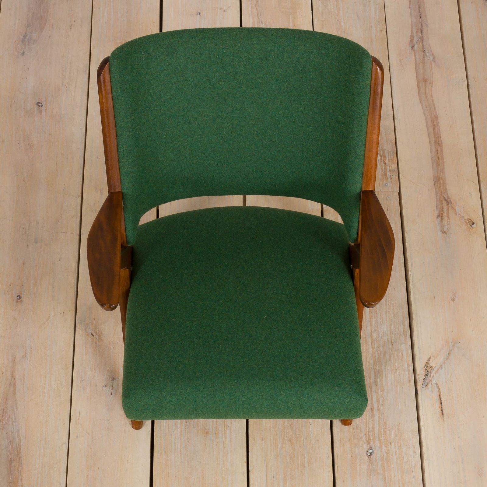 Furniture Pair Of Dal Vera Model 3011 Armchairs In Green Wool Made By Colegoano Italia, 1950s photo