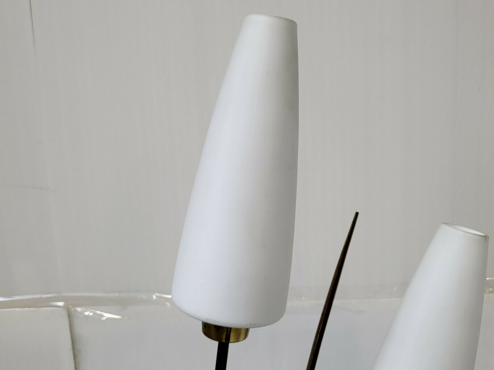 Vintage Floor Lamp 1950 Maison Arlus Brass Gold Plexiglass & Glass 50s 1950s photo for sale