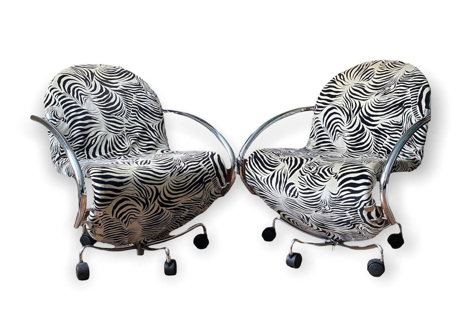 Pair Of Verner Panton For Fritz Hansen System 1 2 3 Zebra Print Chairs photo furniture