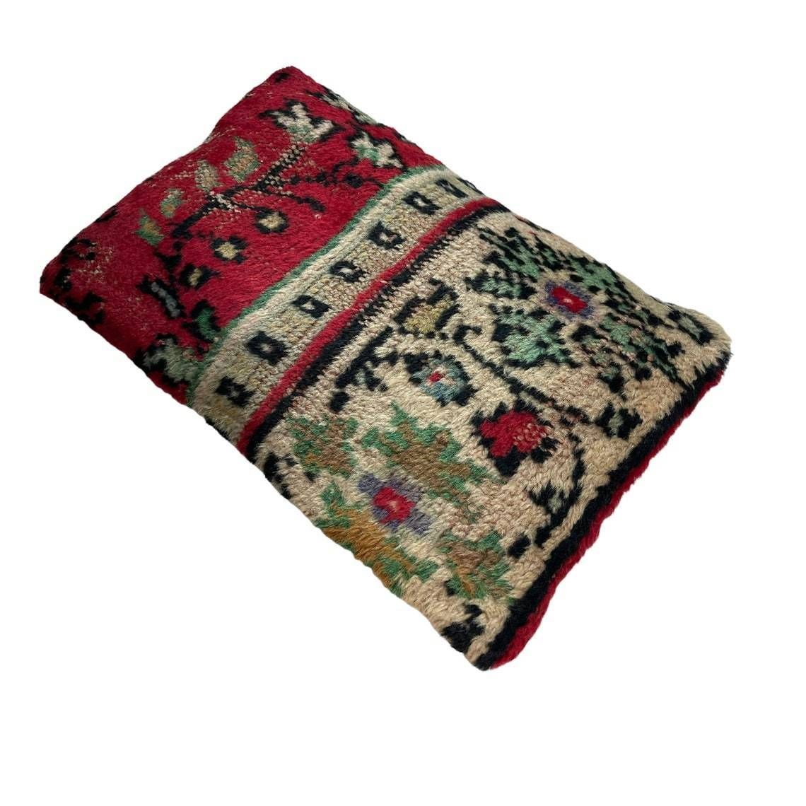 12'' X 20'' Vintage Hand Made Rug Cushion Cover, 30 X 50 Cm Decorative Rug Pillow Cover, Large Vintage Turkish Rug Cushion Cover photo vintage