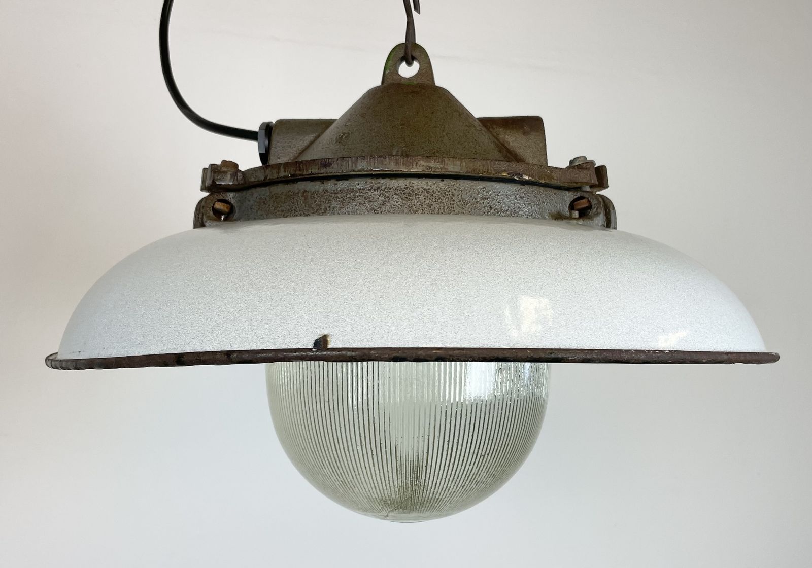 Industrial Grey Enamel Factory Pendant Lamp In Cast Iron From Zaos, 1960s, 25x photo furniture