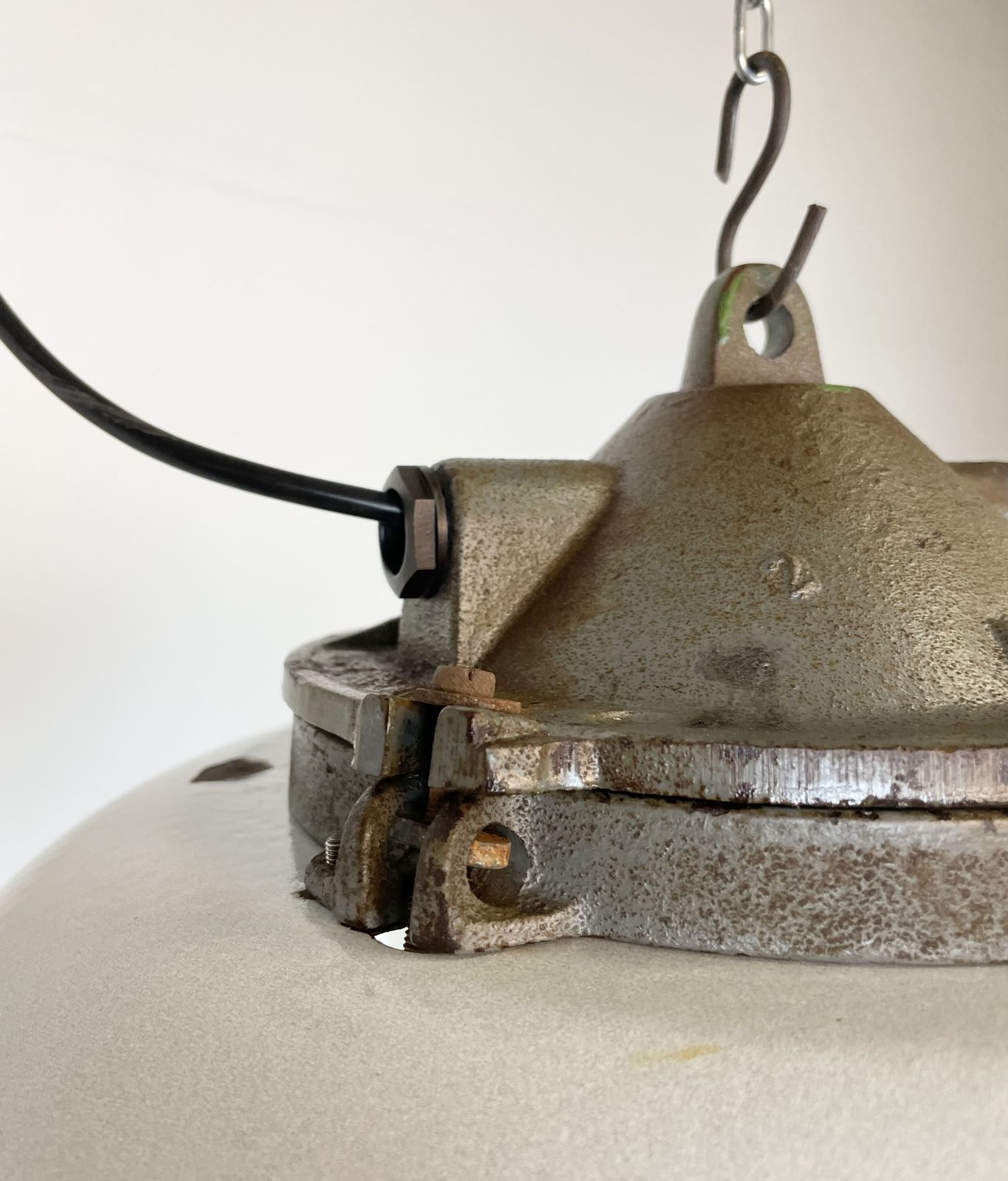 Lighting Industrial Grey Enamel Factory Pendant Lamp In Cast Iron From Zaos, 1960s, 25x photo