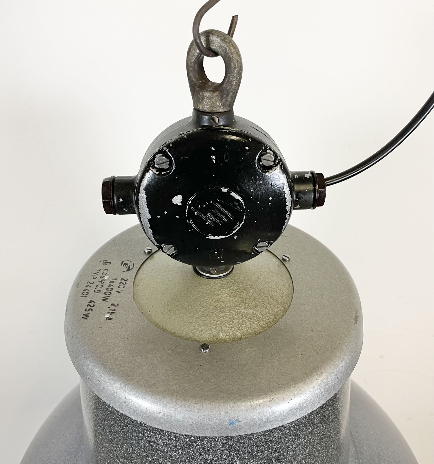 Large Grey Enamel Industrial Factory Lamp From Elektrosvit, 1960s, 29x photo 229.0