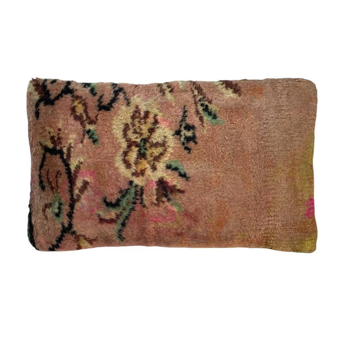 12'' X 20'' Vintage Hand Made Rug Cushion Cover, 30 X 50 Cm Decorative Rug Pillow Cover, Large Vintage Turkish Rug Cushion Cover photo for sale