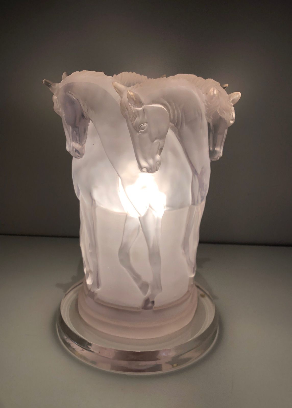 Plexiglass Horse Lamp In The Style Of Lalique photo Lighting