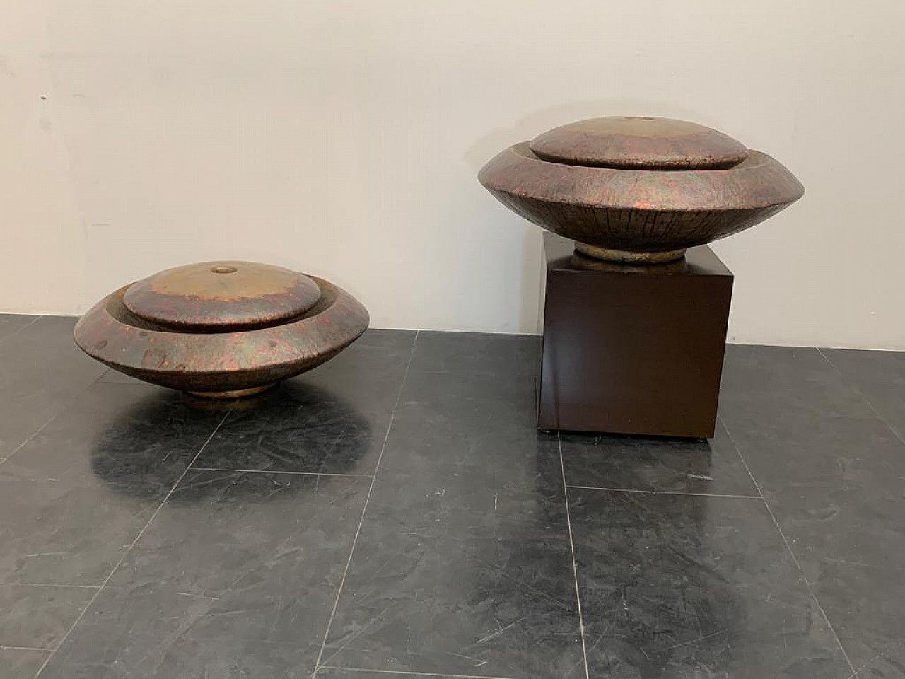 Astral Disk Fountain By Ravi Canta In Fibreglass And Copper, 1990s photo vintage
