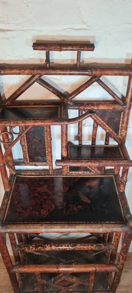 Antique Aesthetic / Arts And Crafts Tiger Bamboo Canterbury / Magazine / Periodical Rack / Book Shelf photo 696.0