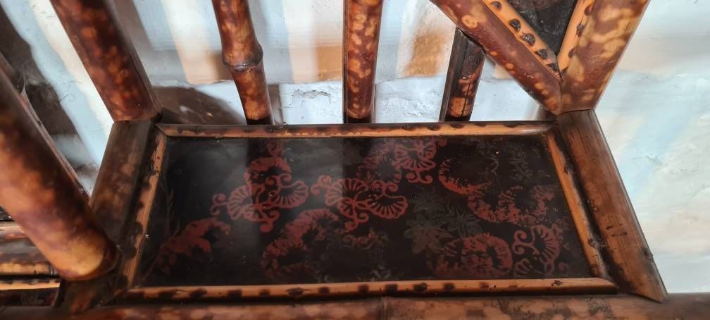 photo furniture Antique Aesthetic / Arts And Crafts Tiger Bamboo Canterbury / Magazine / Periodical Rack / Book Shelf