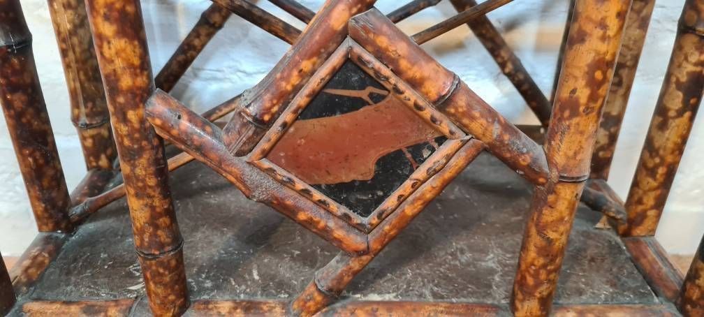 photo for sale Antique Aesthetic / Arts And Crafts Tiger Bamboo Canterbury / Magazine / Periodical Rack / Book Shelf