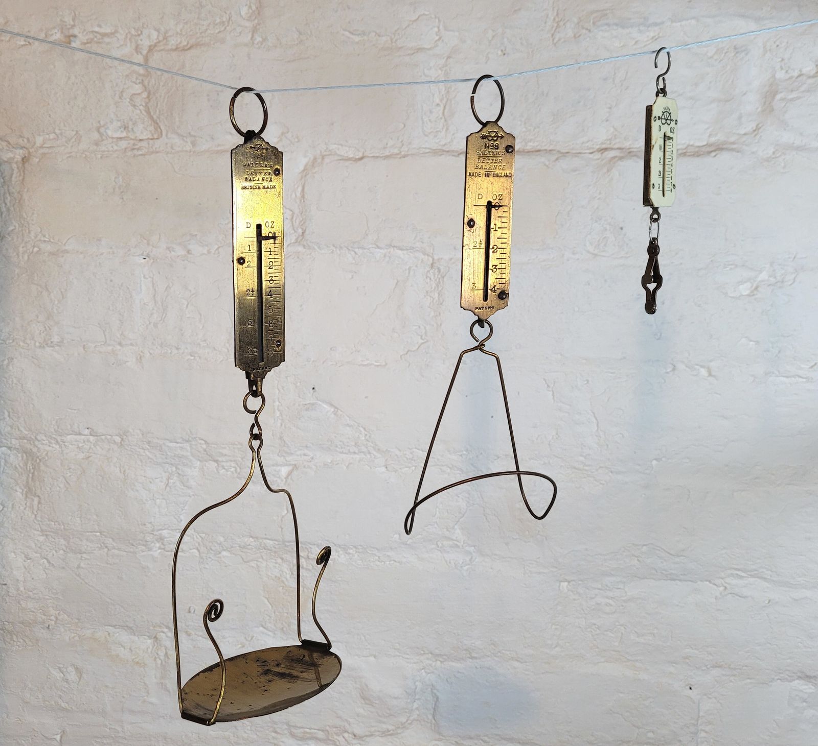 Antique Letter Spring Scales / Salter’s Letter Balances / Three Antique Post Office Scales