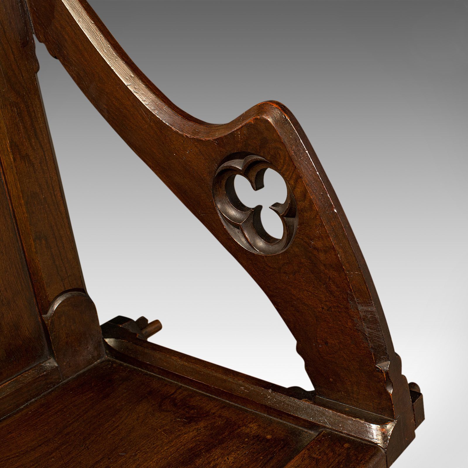 985.0 Antique Glastonbury Chair, English, Pitch Pine Armchair photo
