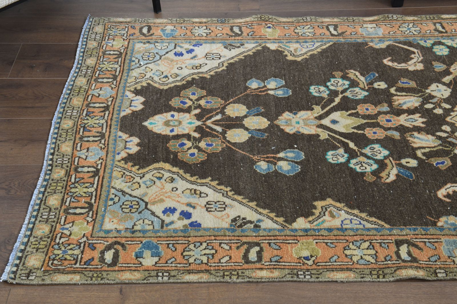 4x10 Ft   Vintage Turkish Runner, Oushak Carpet, Handmade Wool Rug, Floral Hallway Rugs, Farmhouse Decor, One Of A Kind, Made In Anatolia photo vinterior