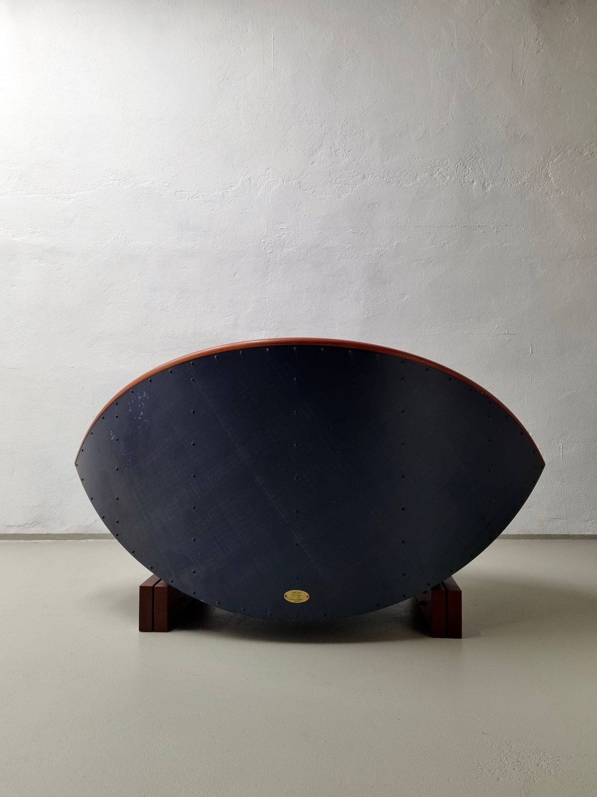 Källemo Blue Leather Sofa/"Keflavik" By Sigurdur Gustafsson/Mahogany Steel Leather/2000s/Vintage photo vinterior