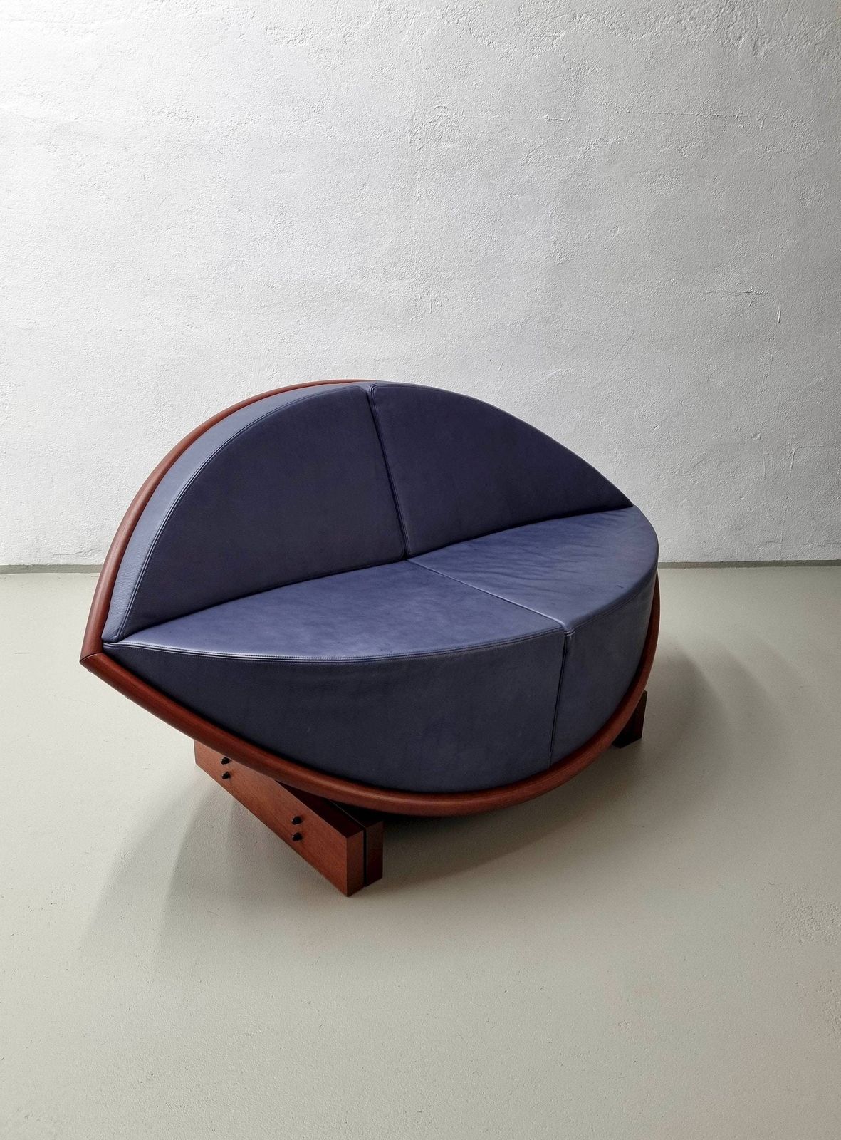 Källemo Blue Leather Sofa/"Keflavik" By Sigurdur Gustafsson/Mahogany Steel Leather/2000s/Vintage photo buy