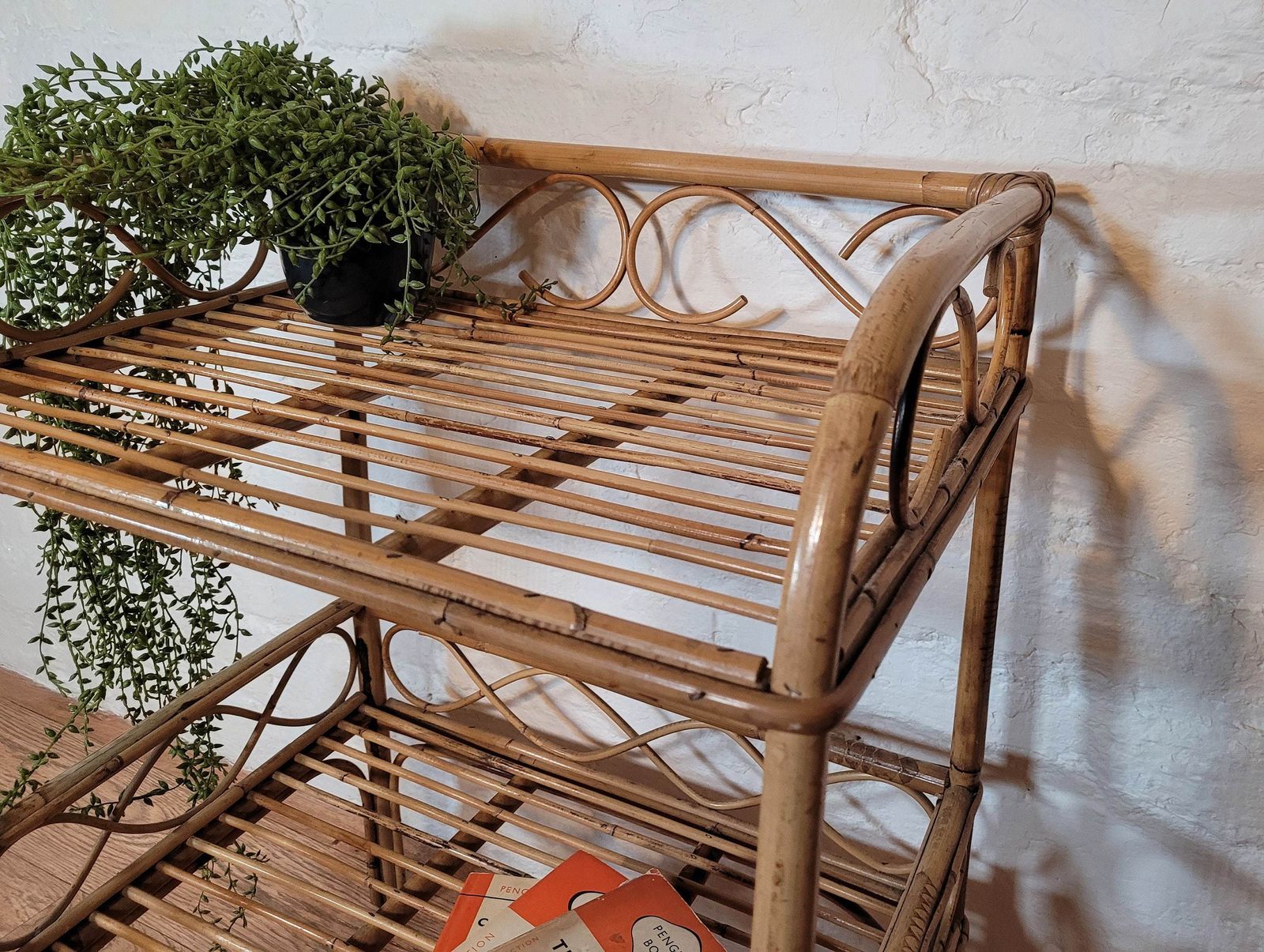 Vintage Bamboo Table Unit / Vintage Bamboo / Bamboo Table / Bamboo Bedside Cabinet / Bamboo Home Decor photo for sale