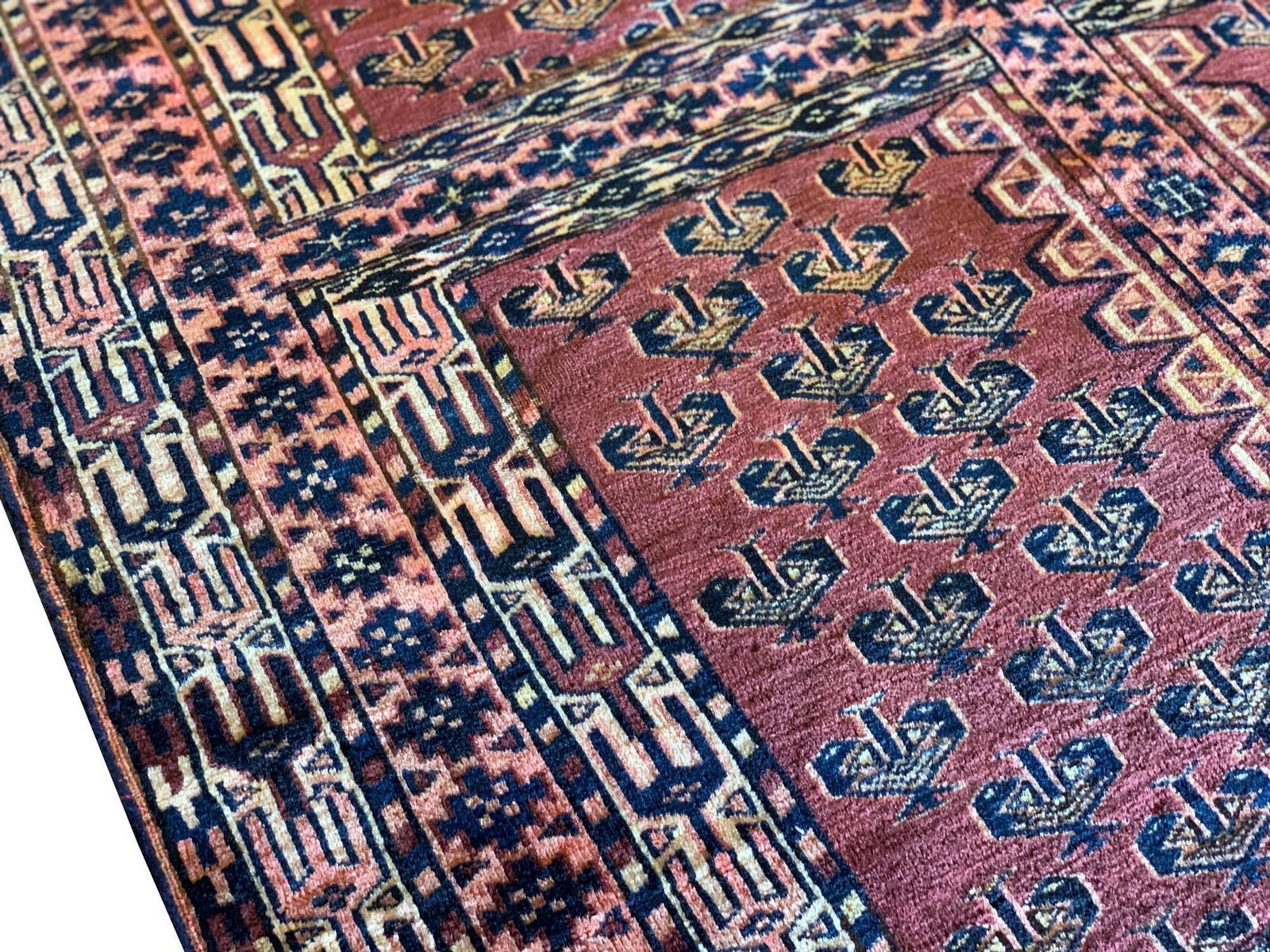 Traditional Turkmen Rug, Rust Wool Carpet, Hand Knotted Antique Rug photo 5400.0
