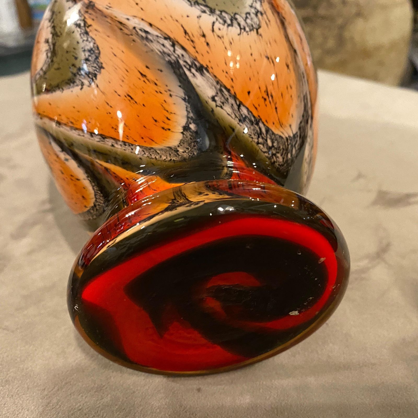 photo furniture Mid Century Modern Orange And Brown Glass Italian Vase