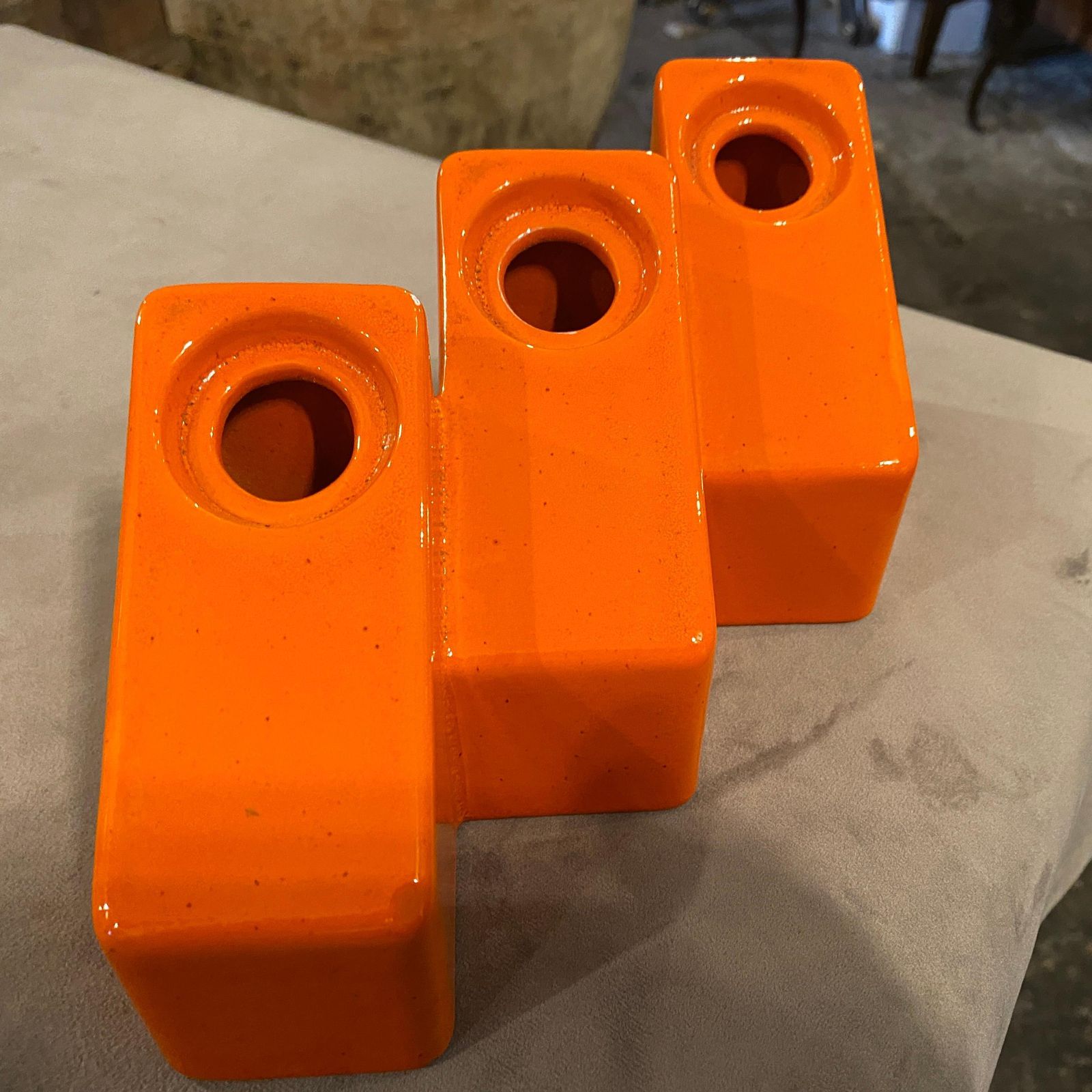 photo furniture Space Age Orange Vetrochina Ceramic Vase By Il Picchio