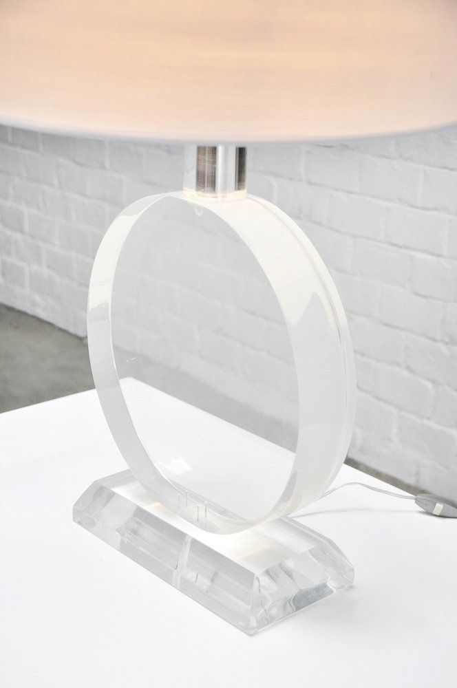 Vintage Circular Acrylic Glass Lamp By Karl Springer, 1970s photo vinterior