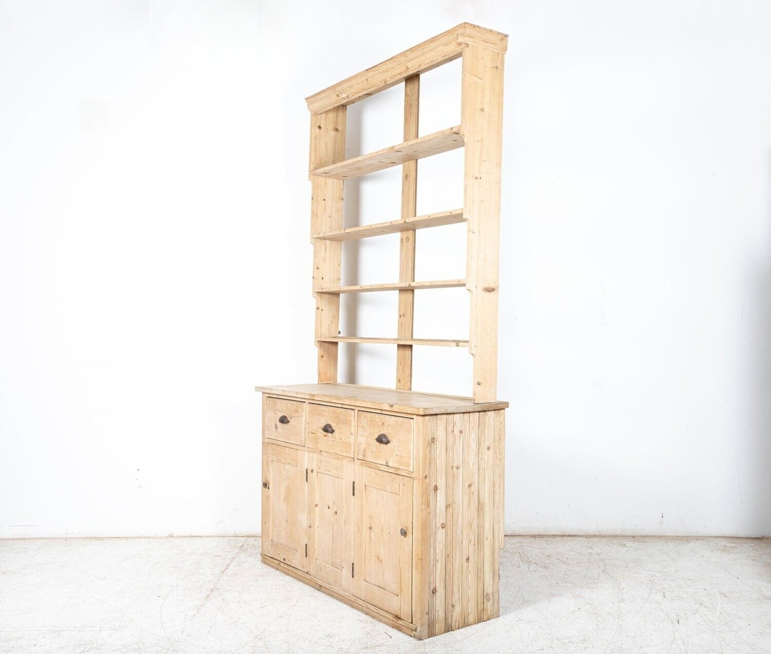 19thc English Waterfall Open Pine Dresser photo for sale