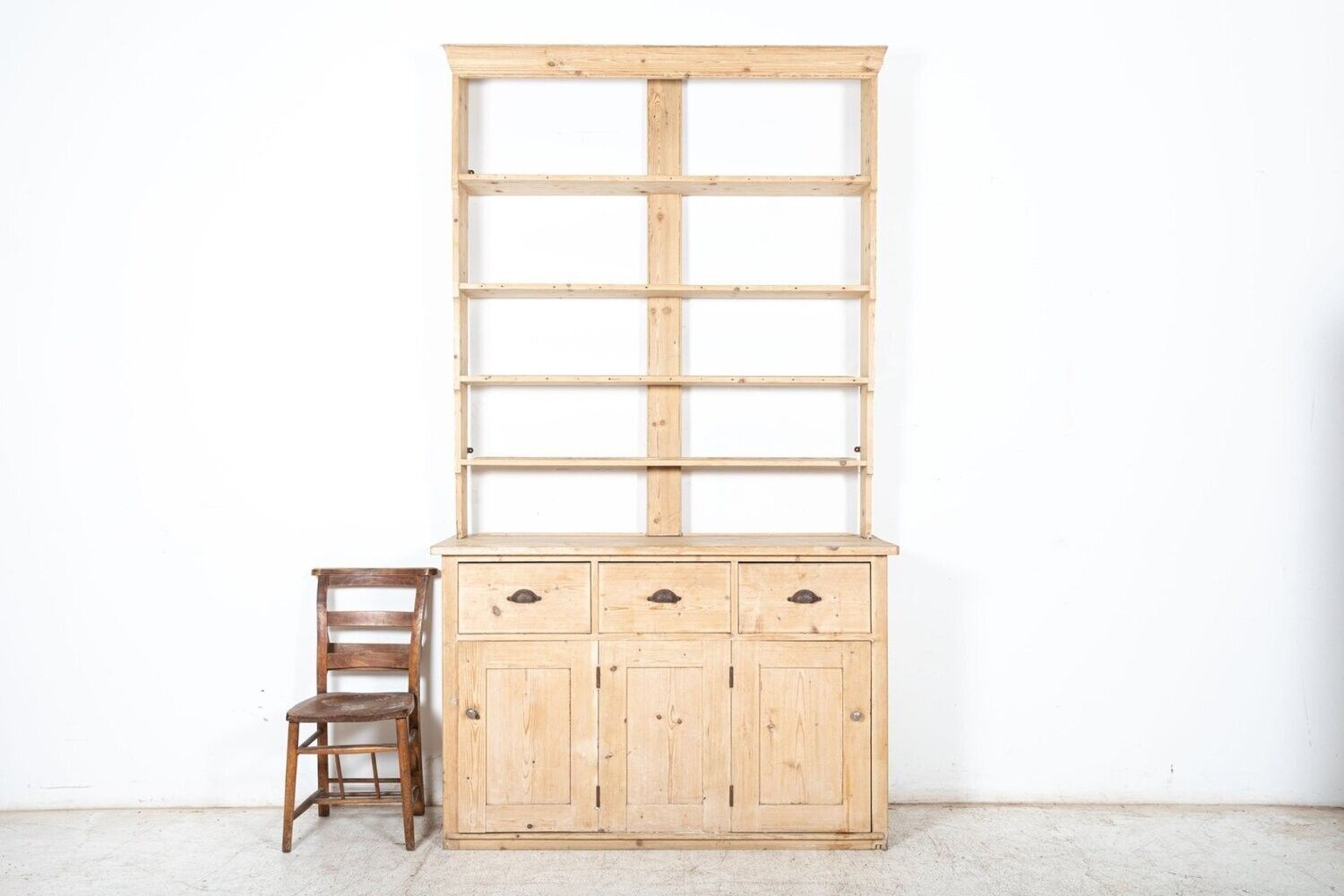 19thc English Waterfall Open Pine Dresser photo Furniture