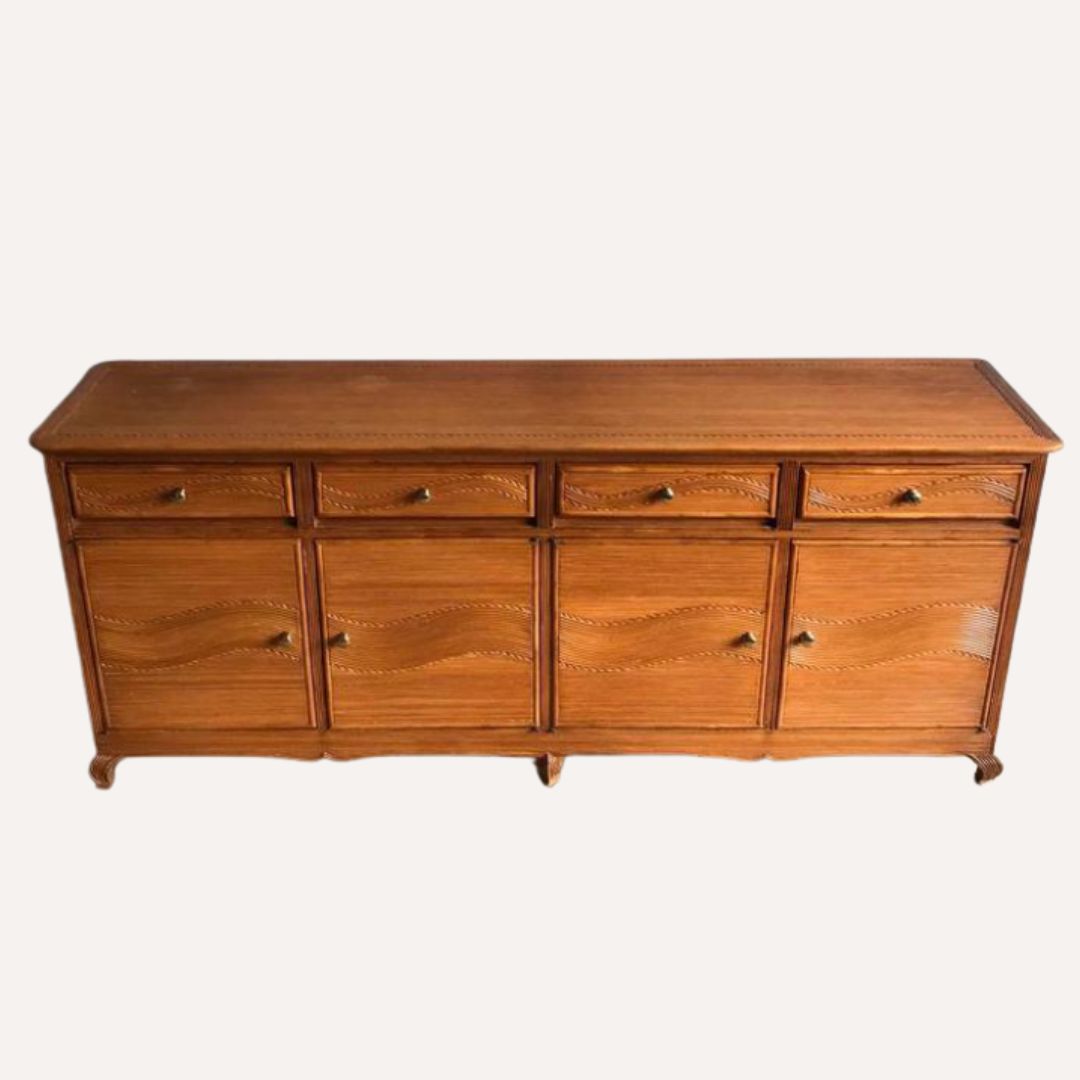 Pencil Or Split Reed Rattan Wicker Side Board Cabinet Vivial Del Sud photo Furniture