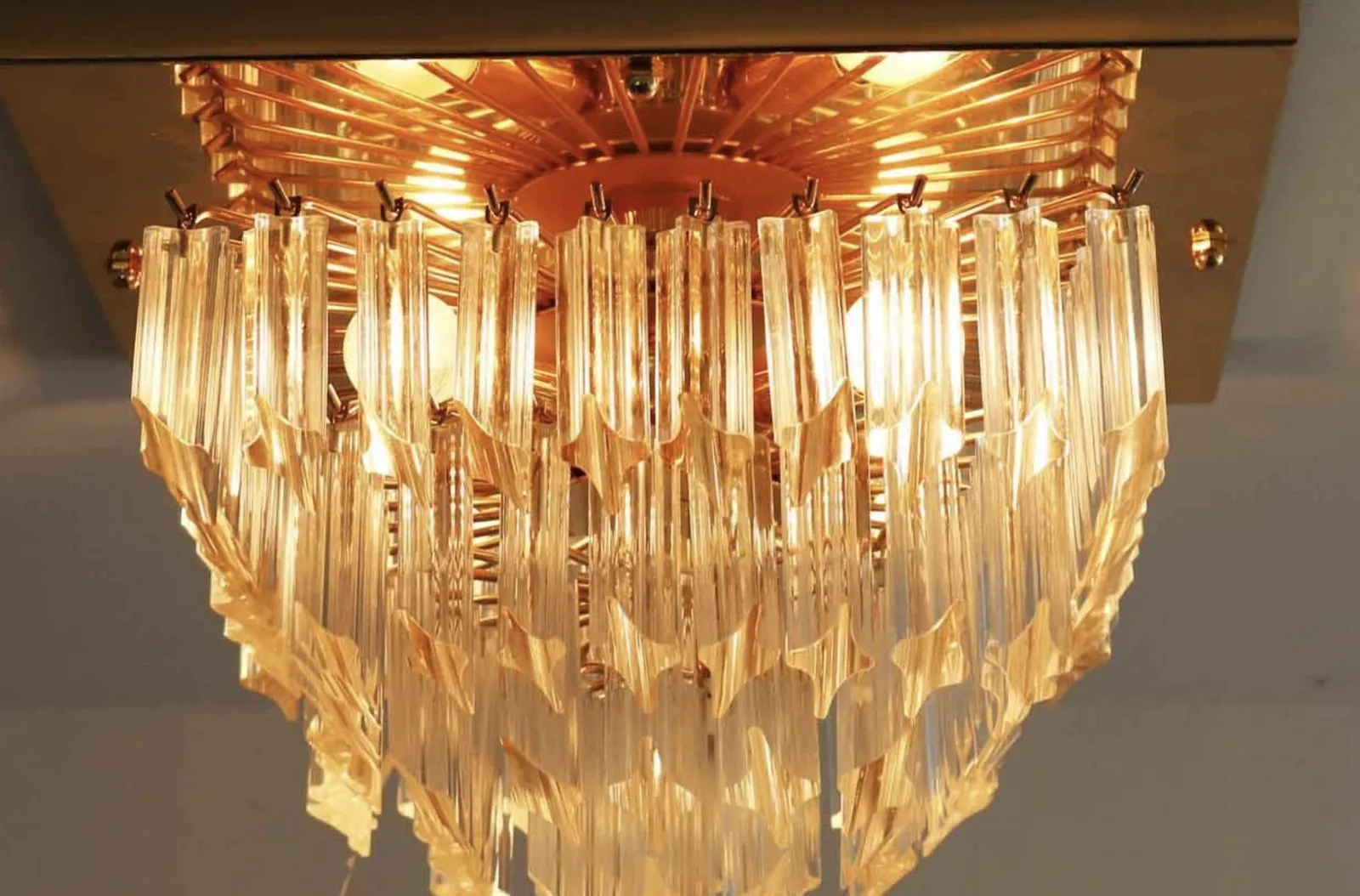 Murano Venni Glass Prism Quadriedri Chrystals 1970s Chandelier photo 695.0