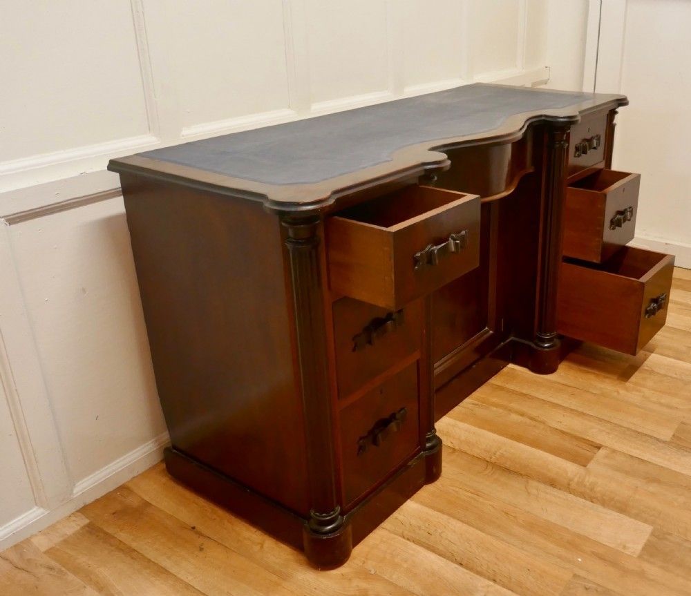 photo furniture Arts And Crafts Flame Mahogany Knee Hole Writing Desk
