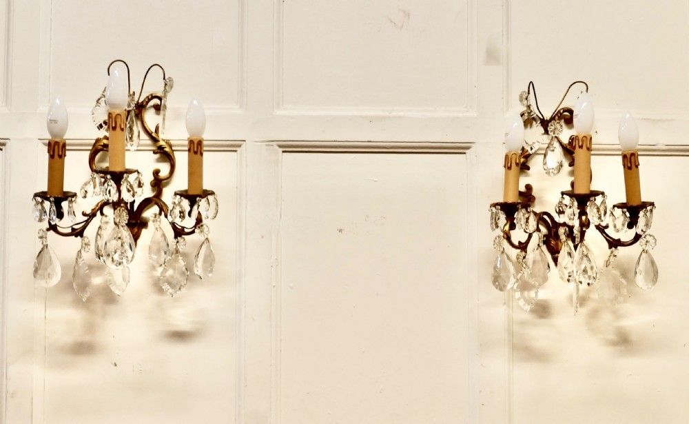 A Pair Of French Triple Wall Light Chandeliers